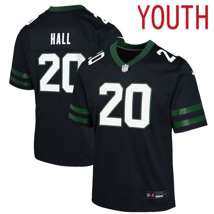 Youth New York Jets #20 Breece Hall Nike Legacy Black Alternate Game NFL Jersey->->Youth Jersey